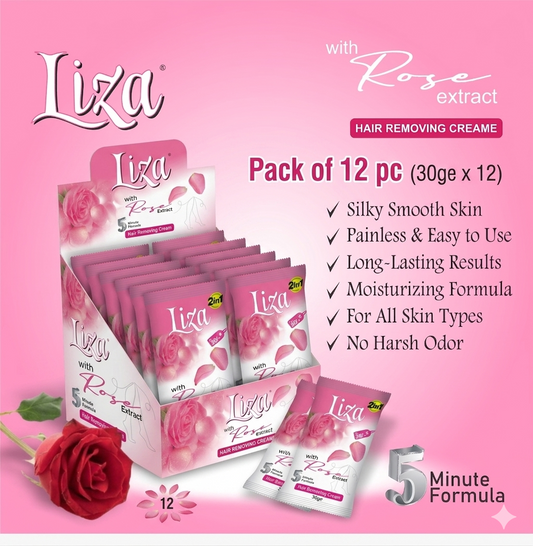 Liza Hair Removing Cream - Pack of 12 (30g x 12) (Rose)