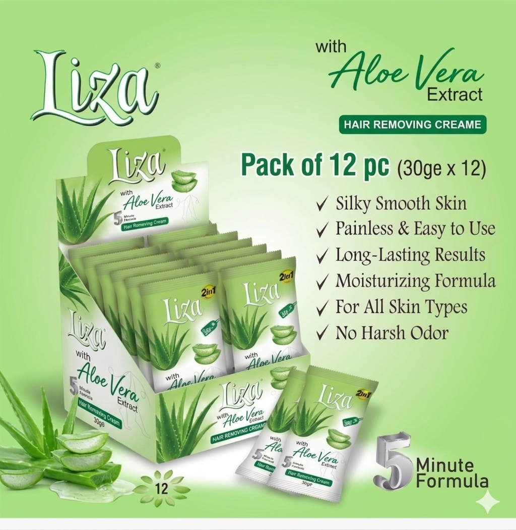 Liza 5-Minute Hair Removal Kit - Pack of 12 Sachets (Aloe Vera)