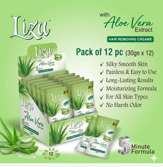 Liza 5-Minute Hair Removal Kit - Pack of 12 Sachets (Aloe Vera)